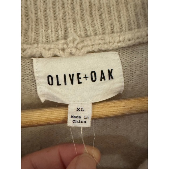 Olive + Oak Cream Ribbed Quarter Zip Sweater XL - Picture 5 of 6